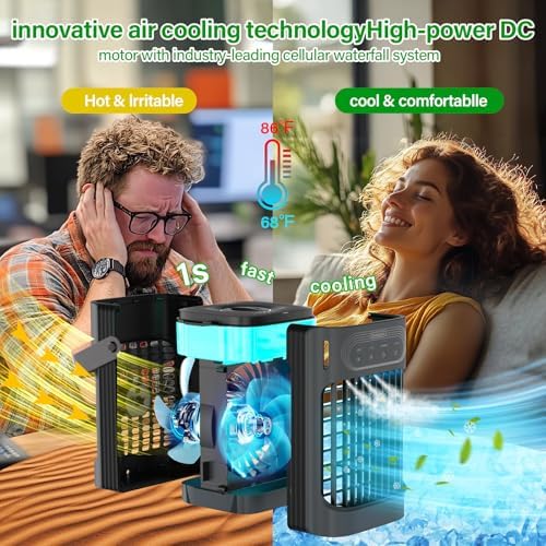 LEAEYFE Portable Air Conditioner with 1200ml Water Tank and 3 Speeds