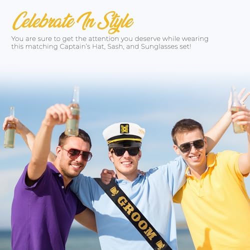 Bachelor Party Captains Hat Sunglasses Sash Set 1