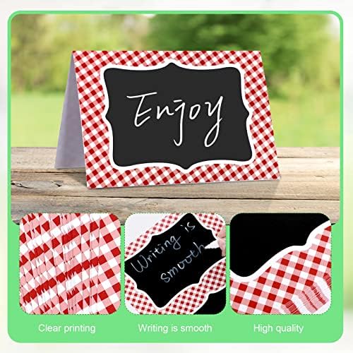 TaoBary 24 Pcs Red Gingham Picnic Decoration Signs