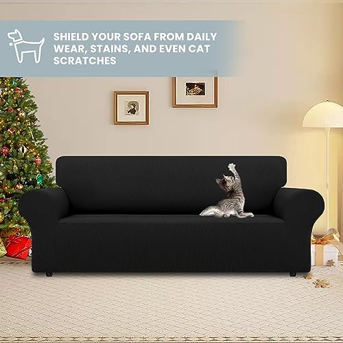 LURKA Stretch Loveseat Sofa Slipcover Medium Black