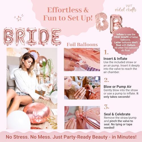 Vidal Crafts 62-Piece Rose Gold Bridal Shower Decor Kit