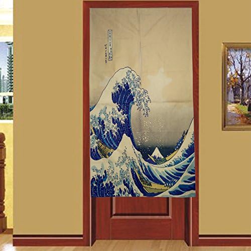 Japanese Noren Curtain Tapestry The Great Wave Off Kanagawa Doorway Divider