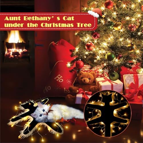 Fried Cat Christmas Rug with Always-On Lights