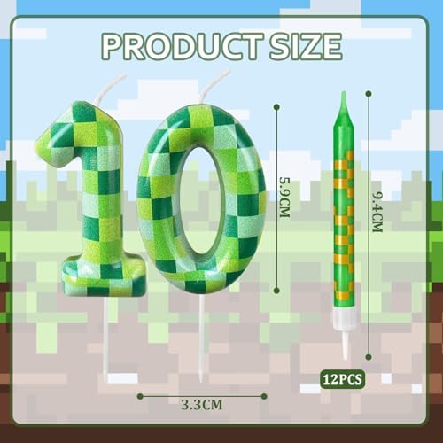 Zlongron 14 Piece Green Pixel Birthday Candles