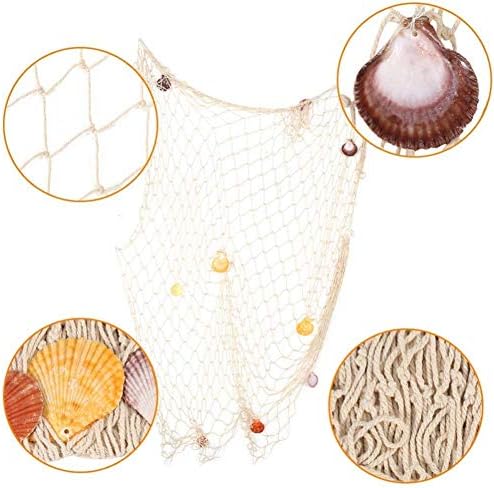 Rosoz Nature Fish Net Wall Decor with Shells