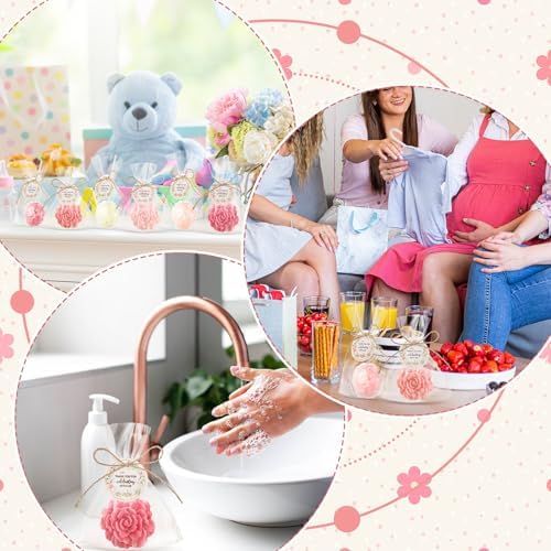 Demissle 20 Pack Flower Mini Soap Favors Dark Pink