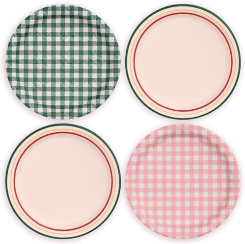 Xo Fetti Camp Gingham Paper Plates 24 Pack 9 Inch