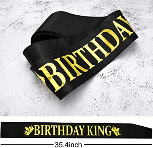 Birthday King Crown and Sash for Men Gold-1