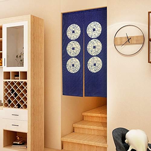 LIGICKY Japanese Style Noren Door Curtain Six Coins Pattern 335x59in