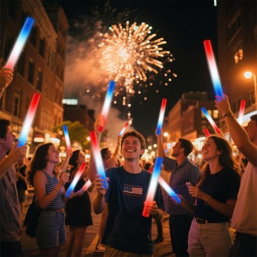 20Pack Patriotic LED Glow Sticks with 3 Modes