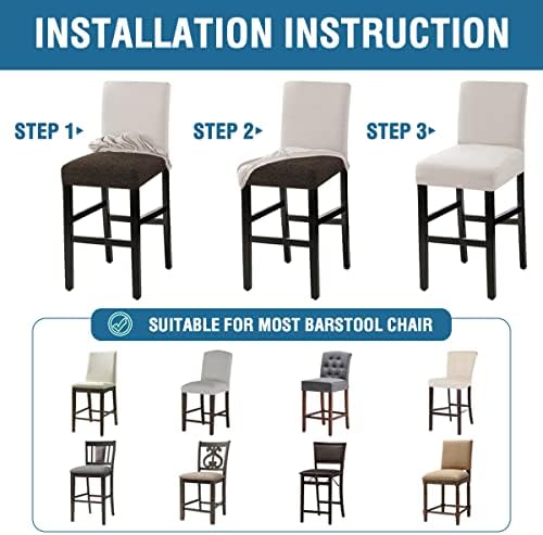 HVERSAILTEX Waterproof Bar Stool Covers Set of 4 Ivory 1