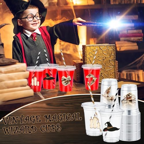 Magical Wizard Party Cups 50 Pcs Gold Black Set