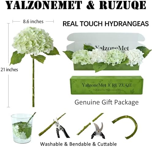 YalzoneMet Artificial Hydrangea Flowers 4 Pcs Set