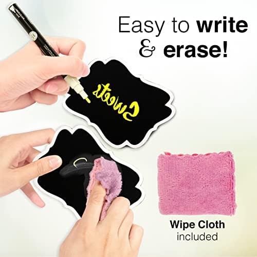 Mini Chalkboard Signs 10 Pack with Iron Stand and 2 Pens