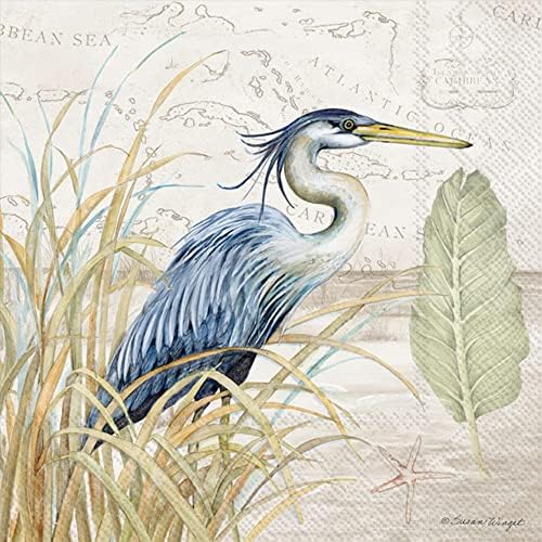 IHR Ideal Home Cocktail Napkins 5 x 5 Blue Heron Design 20 Count
