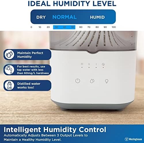 Westinghouse Cool Mist Humidifier with LED Light and Touch Controls 1