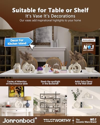 Boho Beige Donut Vase Set for Home Decor