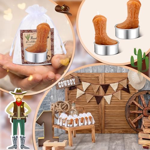Landhoow 24 Piece Mini Cowgirl Boot Tealight Candle Set