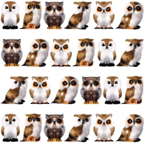 Sratte 24 Pcs Furry Christmas Owl Ornament Set