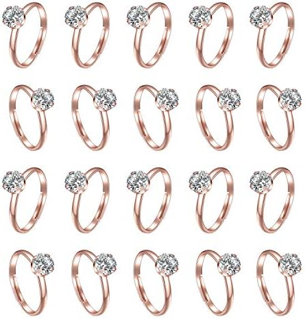 60 Pack Rose Gold Diamond Rings for Bridal Shower Favor