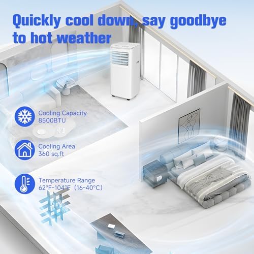 Coolblus 8500 BTU Portable Air Conditioner for 360 Sq Ft Room