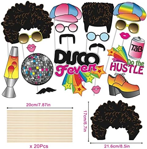 1970s Disco Throwback Photo Booth Props Set of 20