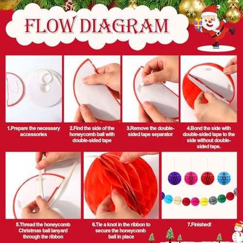 Geyoga 31 Pcs Honeycomb Balls Decorations Set
