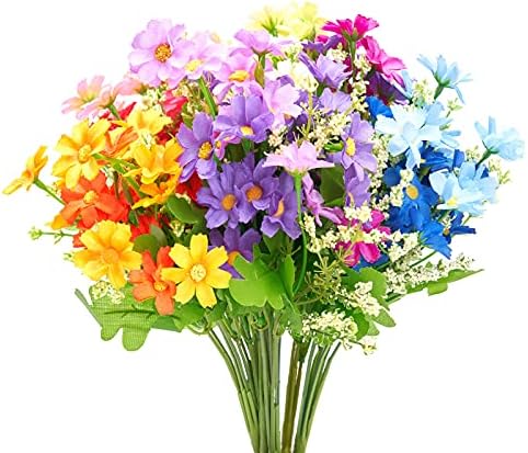 6 Bundles Outdoor Artificial Flowers for Decoration