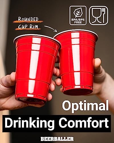 Red Cups Set - 24 Cups 3 Balls 16oz Reusable Dishwasher Safe