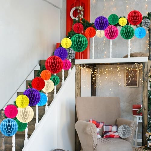 Geyoga 31 Pcs Honeycomb Balls Decorations Set