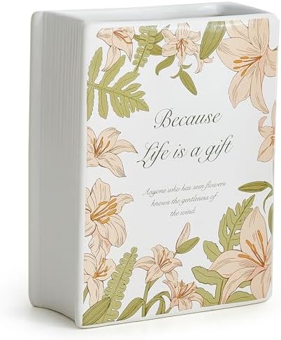 Modern Book Shaped Ceramic Vase for Home Office Decor