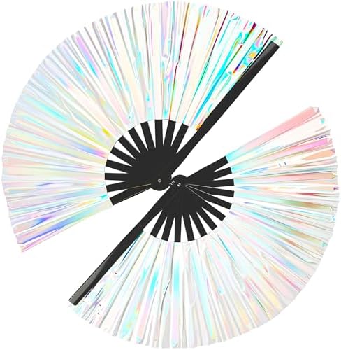 2 Pack Glitter Folding Handheld Fans with Flannel Bags for Dance Parties