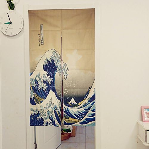Japanese Noren Curtain Tapestry The Great Wave Off Kanagawa Doorway Divider