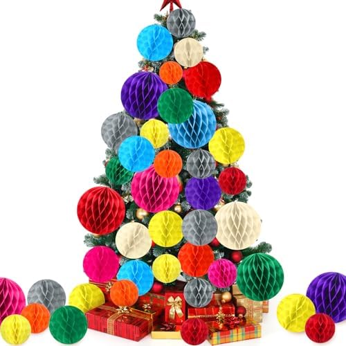 Geyoga 31 Pcs Honeycomb Balls Decorations Set