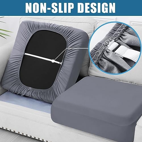 Smiry Waterproof Sofa Cushion Covers 3 Pack Grey 1