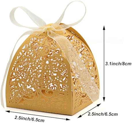 KPOSIYA 70pcs Laser Cut Rose Candy Boxes Wedding Favor
