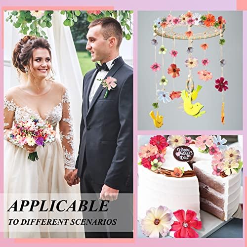 Geosar 120 Pcs Mini Faux Flowers for DIY Decorations