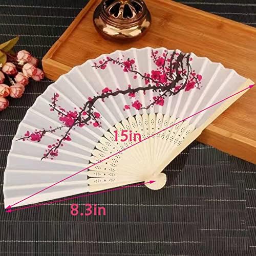 LEFTSTARER 12Pcs Cherry Blossom Folding Fan Decor