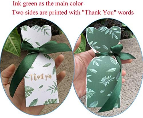 Lontenrea 50 Pcs Candy Boxes with Black Green Ribbons
