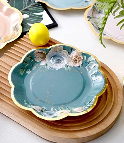 Winoo Design Floral Paper Plates 48-Pack 9-Inch