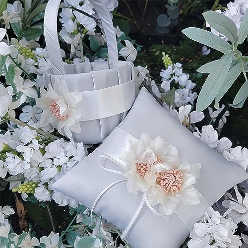 DESUNESS Wedding Flower Girl Baskets Creamy White