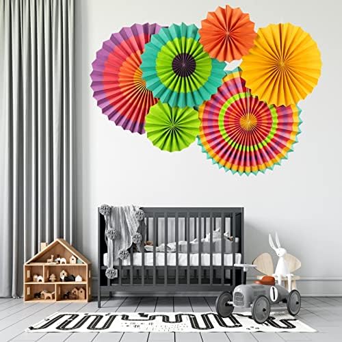 SUNBEAUTY 6-Pack Hanging Paper Fans for Party Decor