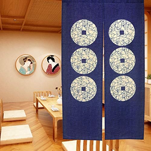 LIGICKY Japanese Style Noren Door Curtain Six Coins Pattern 335x59in