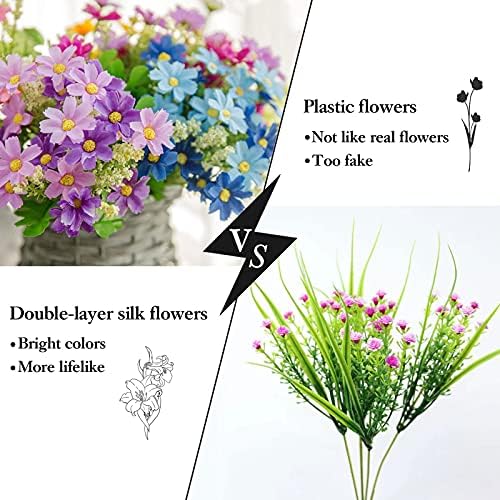 6 Bundles Outdoor Artificial Flowers for Decoration