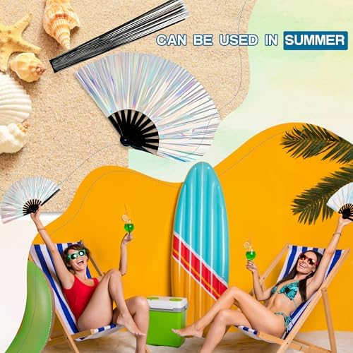 2 Pack Glitter Folding Handheld Fans with Flannel Bags for Dance Parties