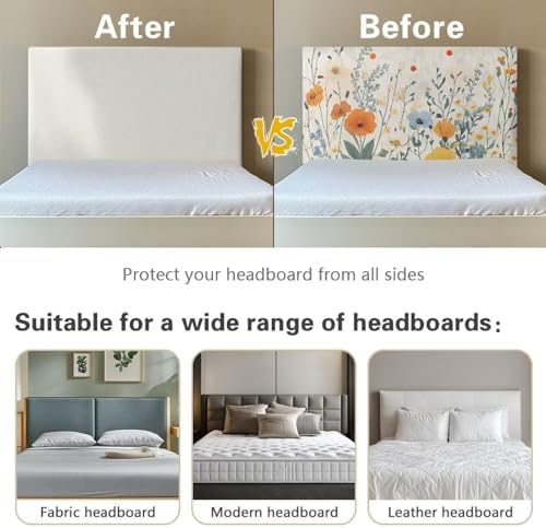 Floral Headboard Cover for Queen Bed