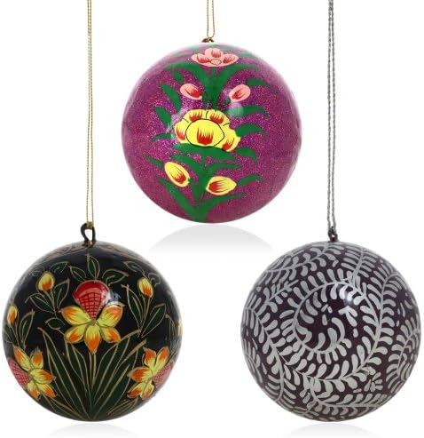 Set of 18 Paper Mache Decor Balls - Handmade Party Ornaments