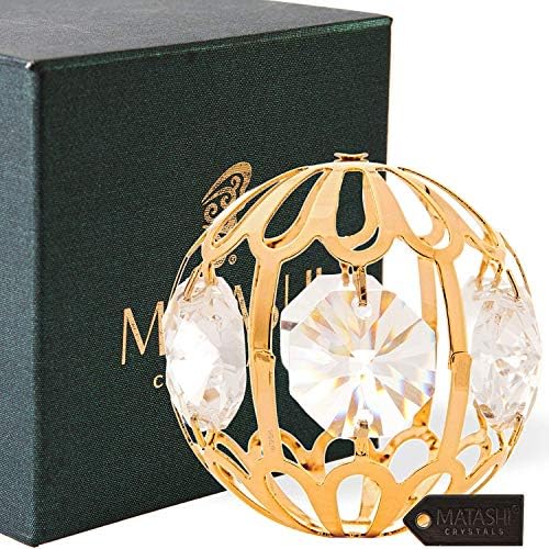 Matashi 24K Gold Plated Crystal Ball Ornament