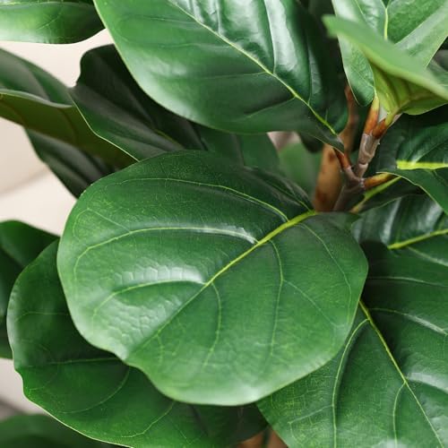 OAKRED Artificial Fiddle Leaf Fig Tree with White Planter 1