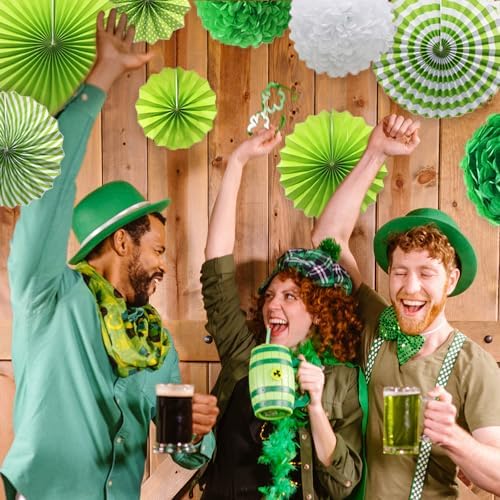 St Patricks Day Party Decor 14pcs Tissue Pom Poms Set